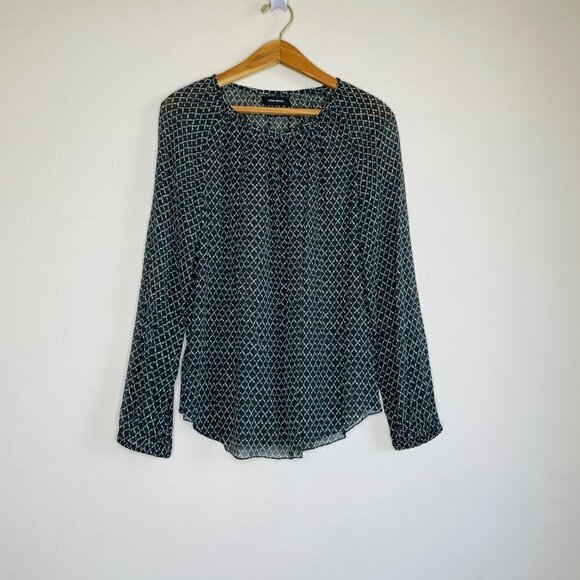 Isabel Marant Silk Printed Blouse - Geometric Grey & Off-White - Picture 2 of 11